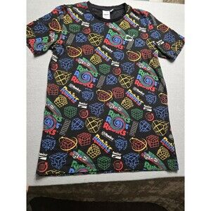 Puma x Rubik’s Cube Graphic Tee Men’s Medium Black Colorful All Over Print...